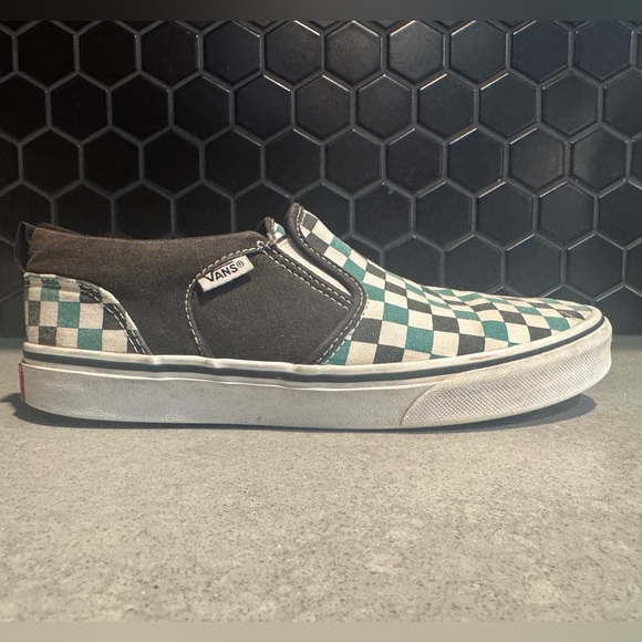 COPY - Teal checkered low slip on vans - Picture 4 of 5